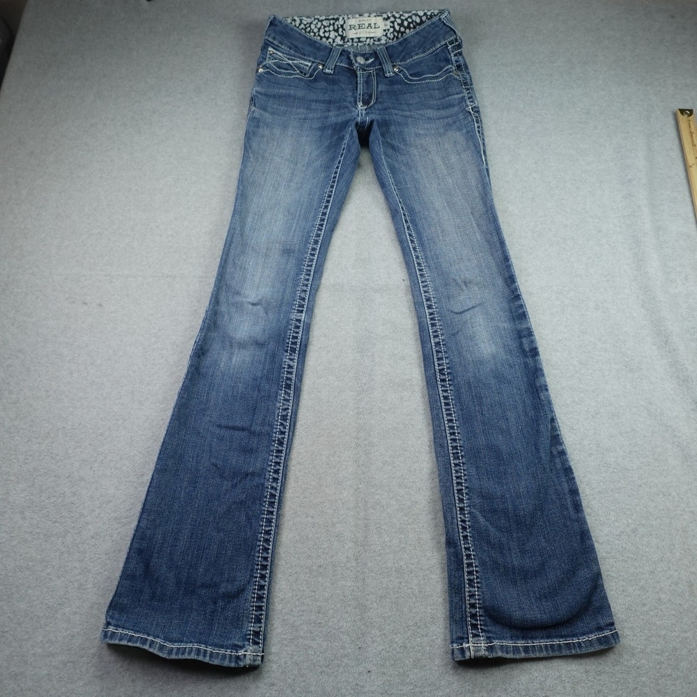 Ariat REAL Jeans Womens 26R Blue Rosy Whipstitch Bootcut Low Rise Denim